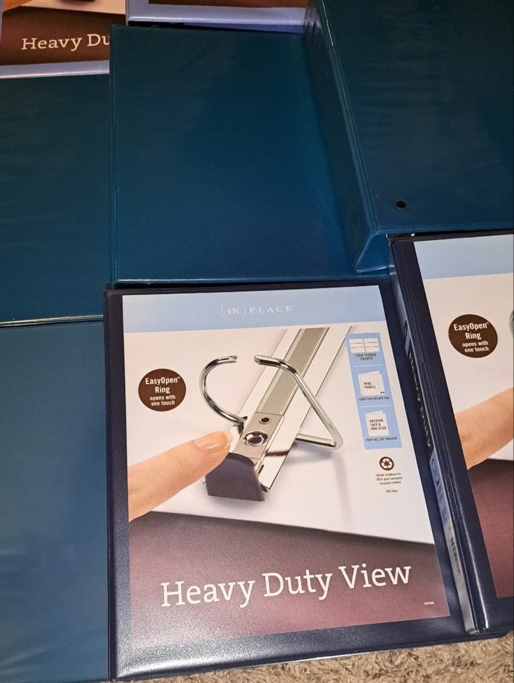 NWT Bundle of 9 Heavy Duty View Hard Cover Binders - Navy, Teal, & Powder Blue